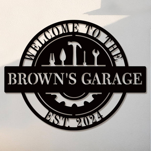 Personalized Garage Metal Sign – Custom Wall Art for Home and Workshop ...