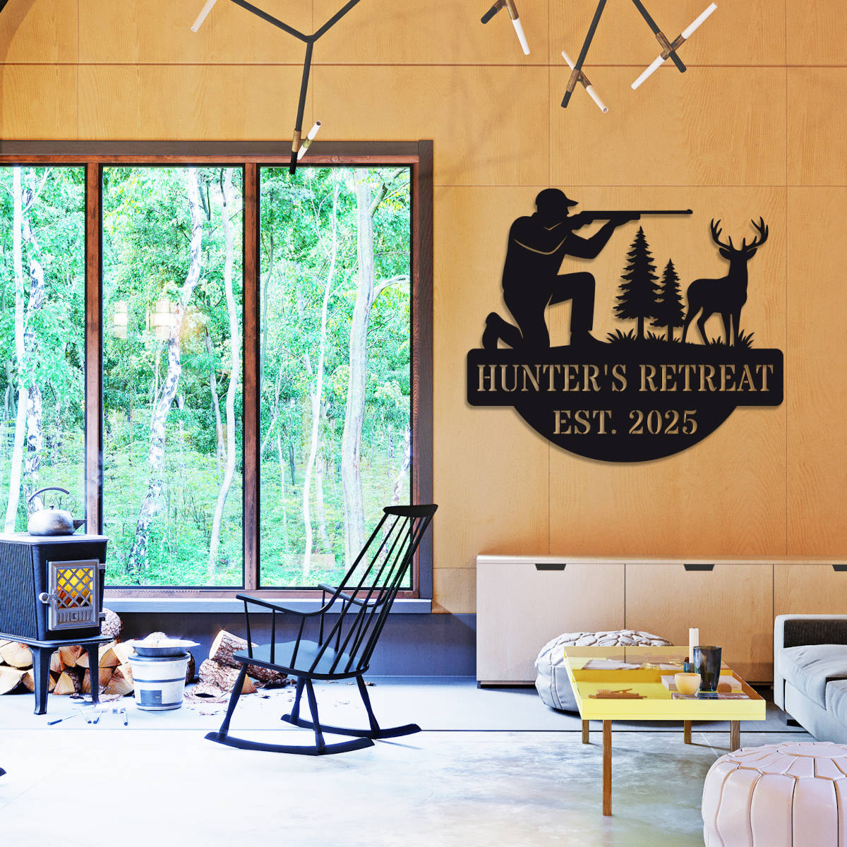Custom Hunter Metal Sign – Personalized Hunting Lodge Wall Decor ...