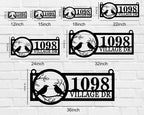 Custom metal address sign with birds, address, hanging outdoor house plaque