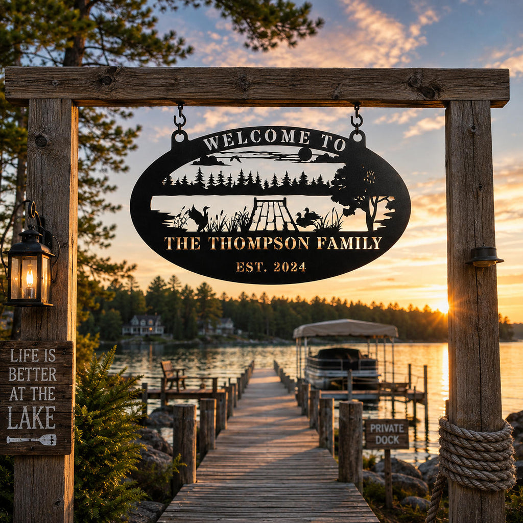 Custom Metal Lake House Welcome Sign