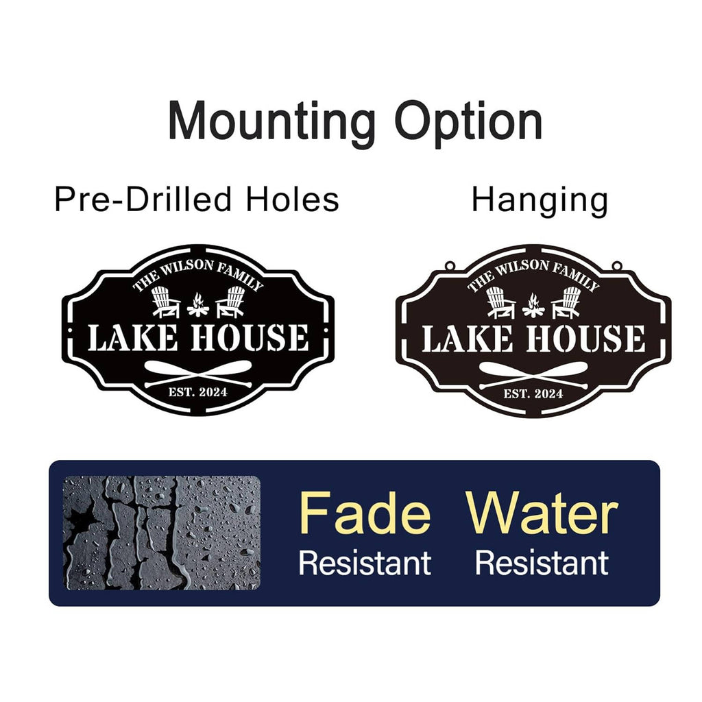 custom lake house sign with name - personalized - enfodream.com