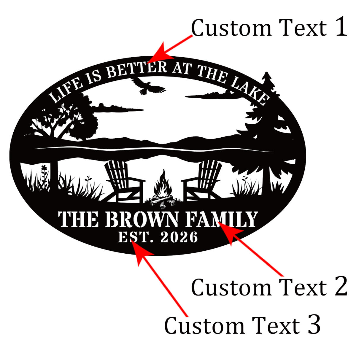 Custom Oval Lake Sign Secondary image