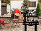 personalized lake firepit metal yard sign with adirondack chairs custom names est year cabin outdoor garden stake decor