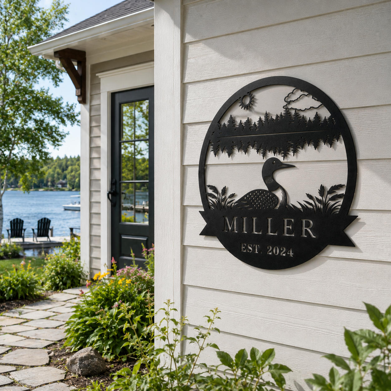 Custom Loon Lake House Metal Sign Secondary image