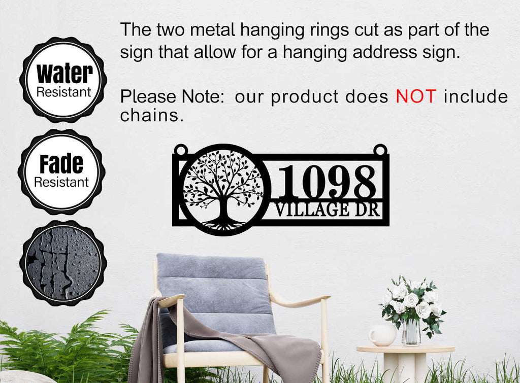 Custom Tree of Life Hanging Address Sign