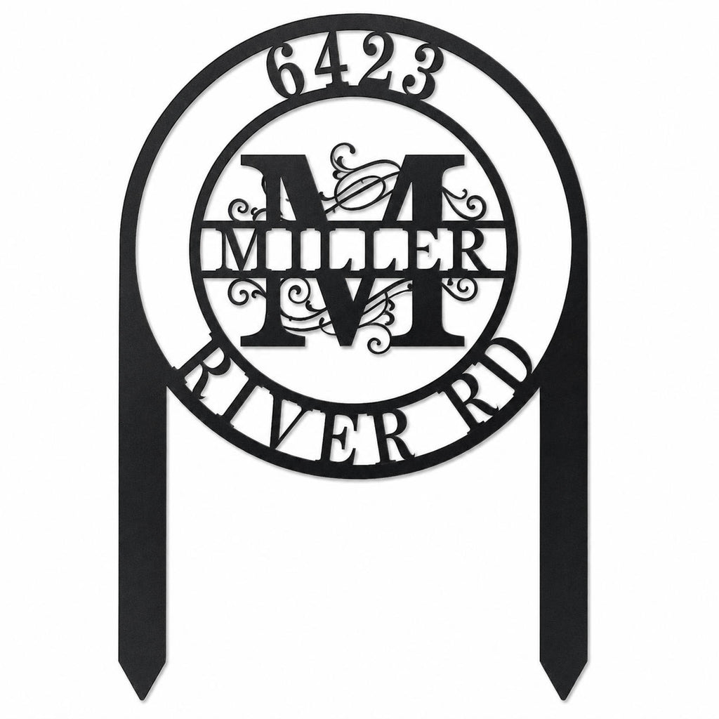 Personalized Address Yard Sign Custom Monogram Metal Address Plaque with Stakes