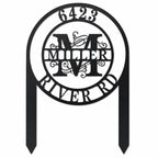 Personalized Address Yard Sign Custom Monogram Metal Address Plaque with Stakes