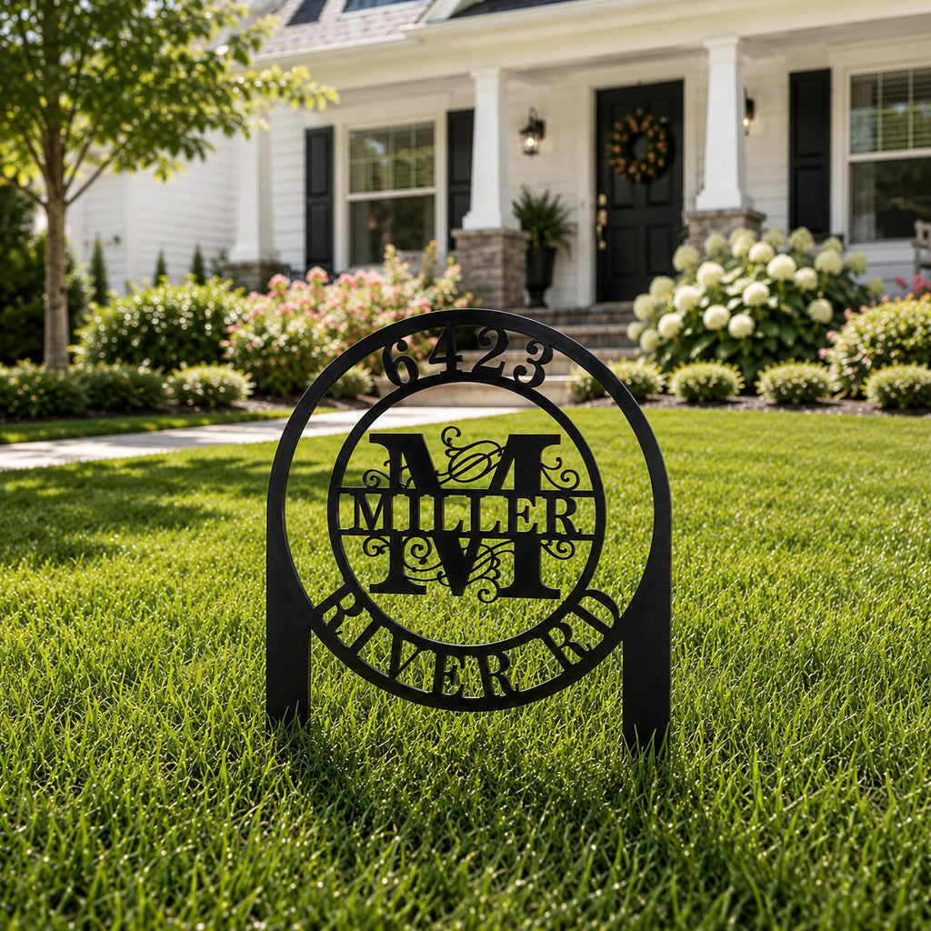 Custom Metal Address Sign with Stakes Personalized Yard Sign for Front Lawn