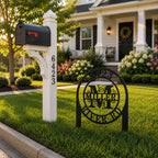 Personalized Metal Address Plaque Installed Near Mailbox and Driveway