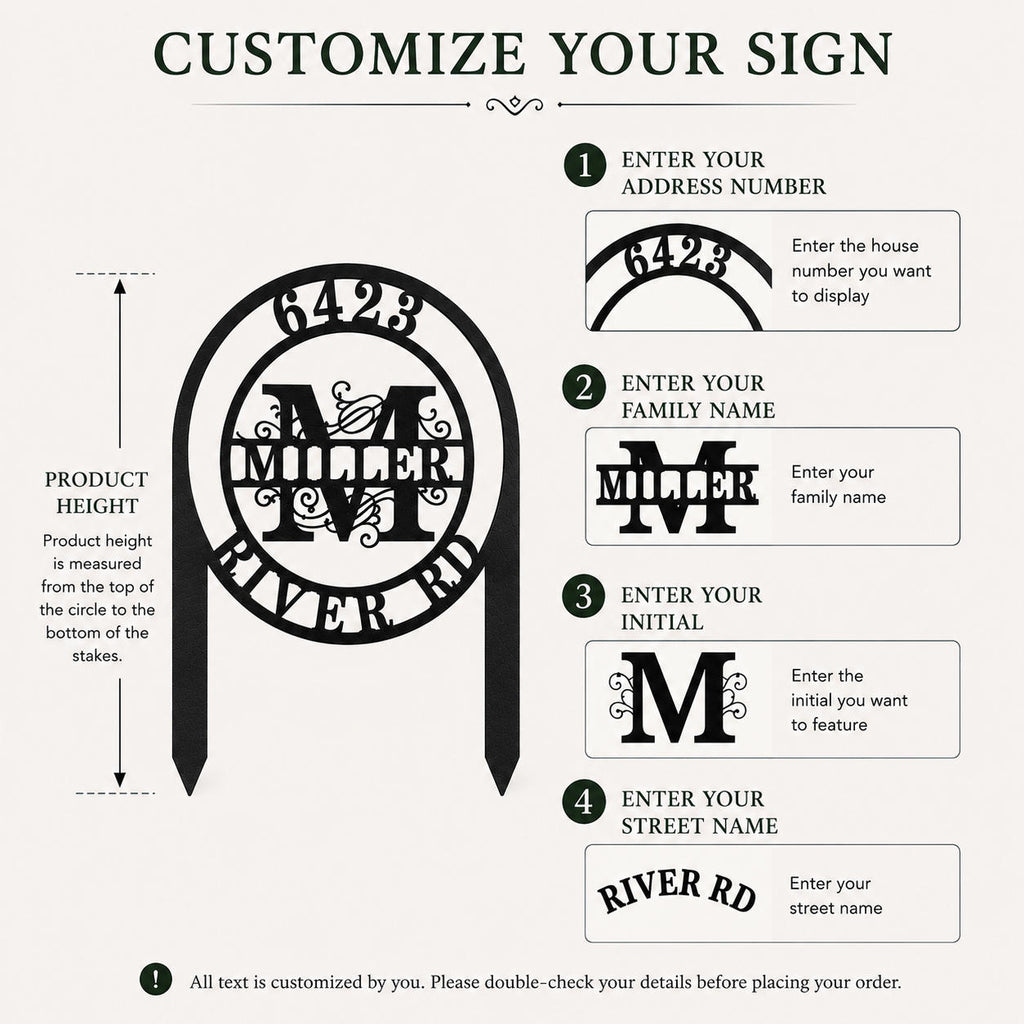Personalized Address Sign Custom House Number Family Name and Street Name Guide