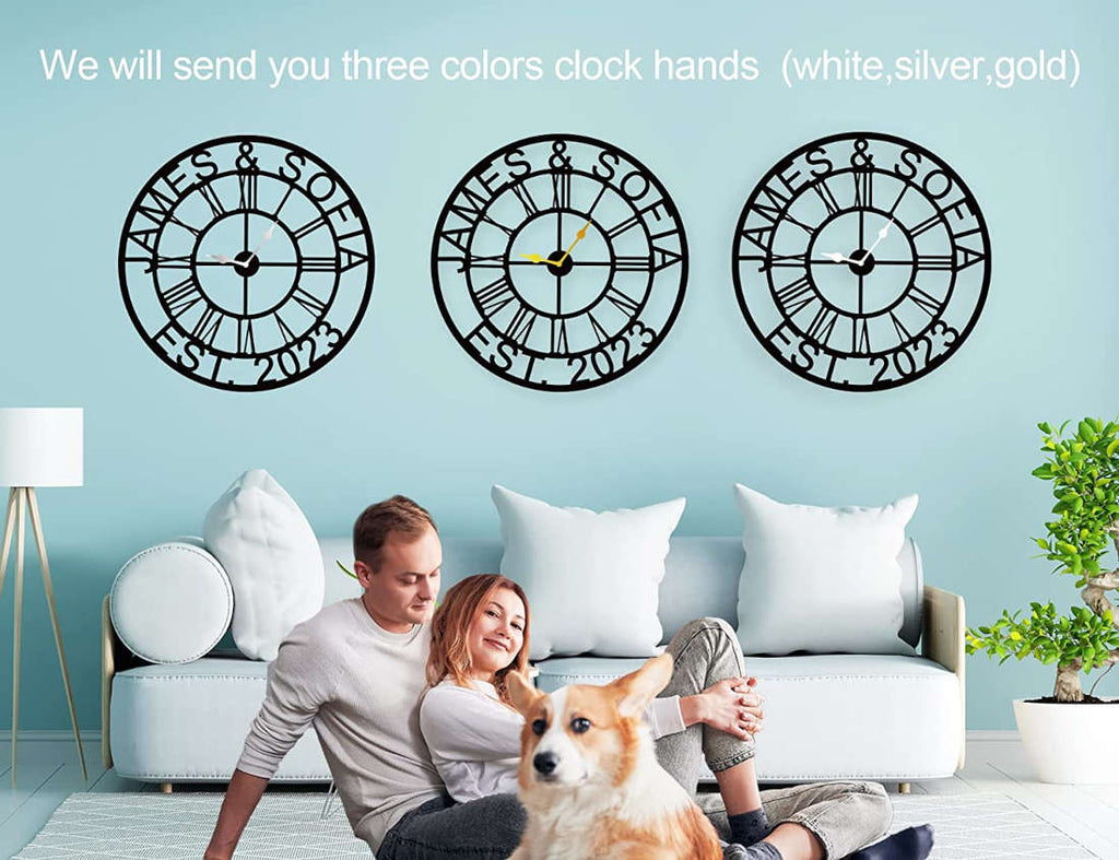 Personalized Established Roman Numeral Metal Clock