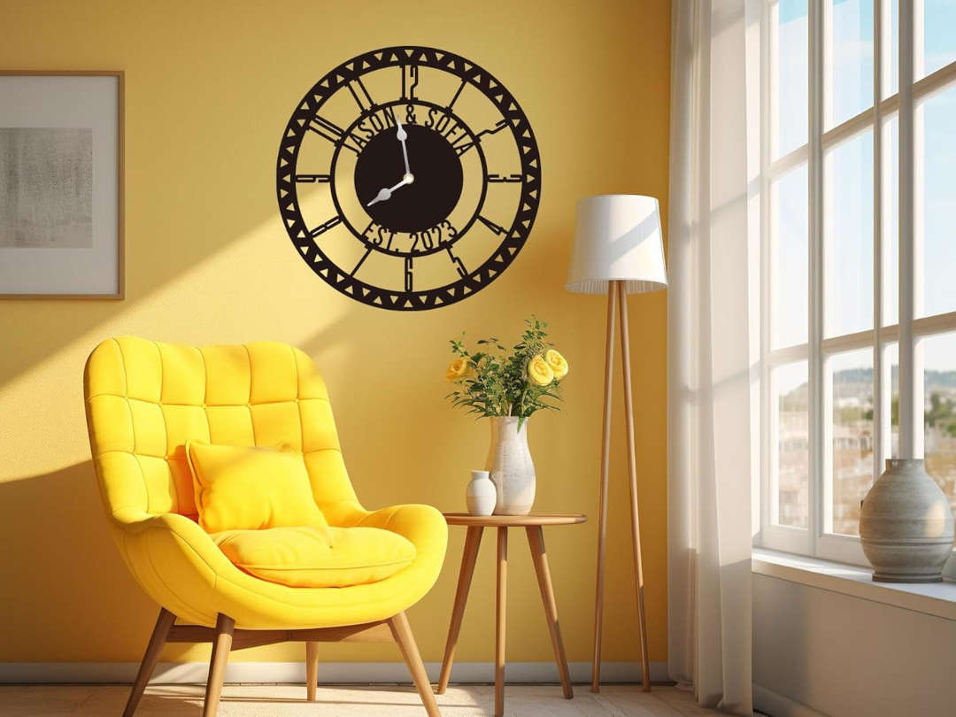 Personalized Geometric Border Metal Wall Clock