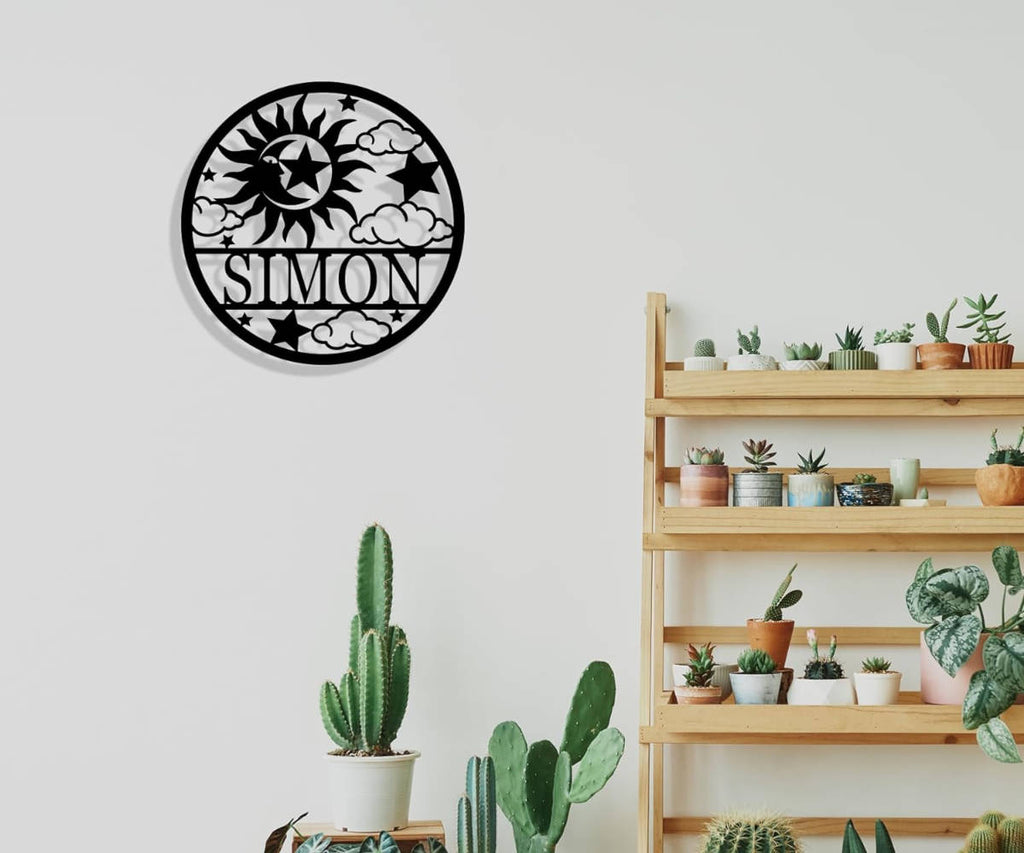 Custom Sun Moon Stars Metal Sign