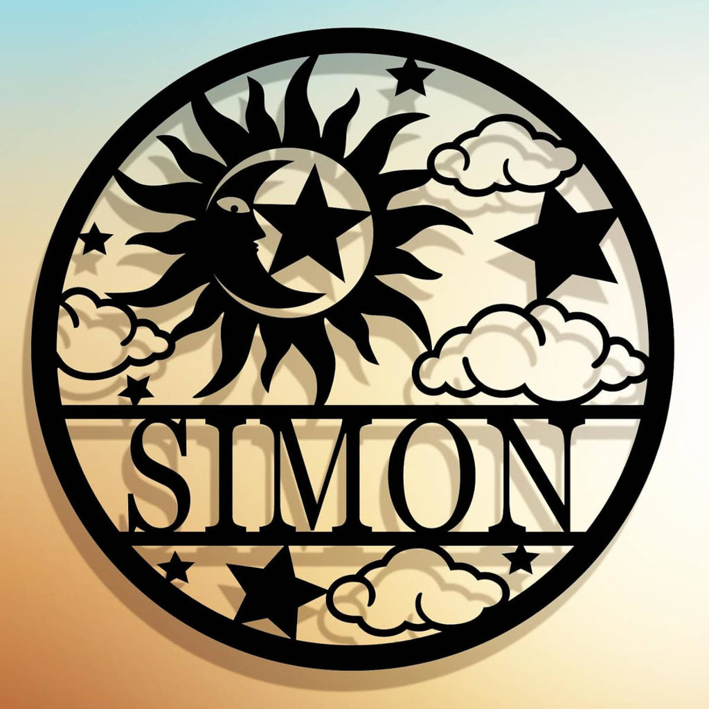 Custom Sun Moon Stars Metal Sign