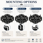 Comparison of no holes side holes and top hanging ring mounting options for custom metal sign