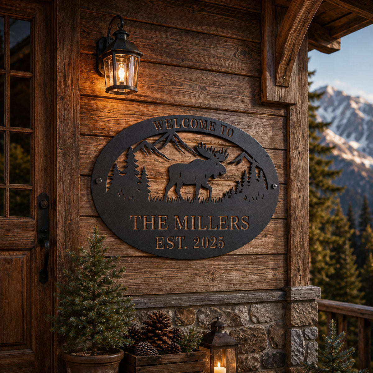 Custom Moose Metal Sign | Personalized Family Cabin Welcome Decor ...