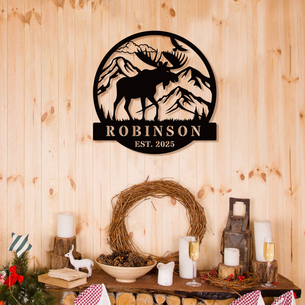 Custom Moose Metal Sign – Personalized Cabin & Lodge Wall Decor – ENFODREAM