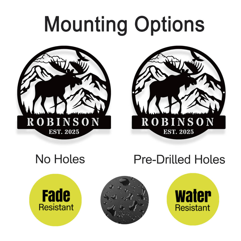 Comparison of metal sign mounting hole options for different hanging styles