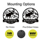 Comparison of metal sign mounting hole options for different hanging styles