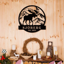 custom metal wall art sign with name and moose design  - enfodream.com
