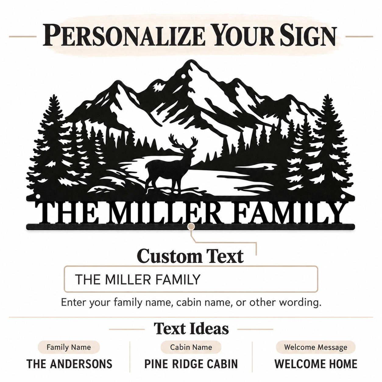 Custom Mountain Deer Family Metal Sign Secondary image