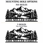 Metal sign mounting options comparing no holes with three small holes at the top, left, and right.
