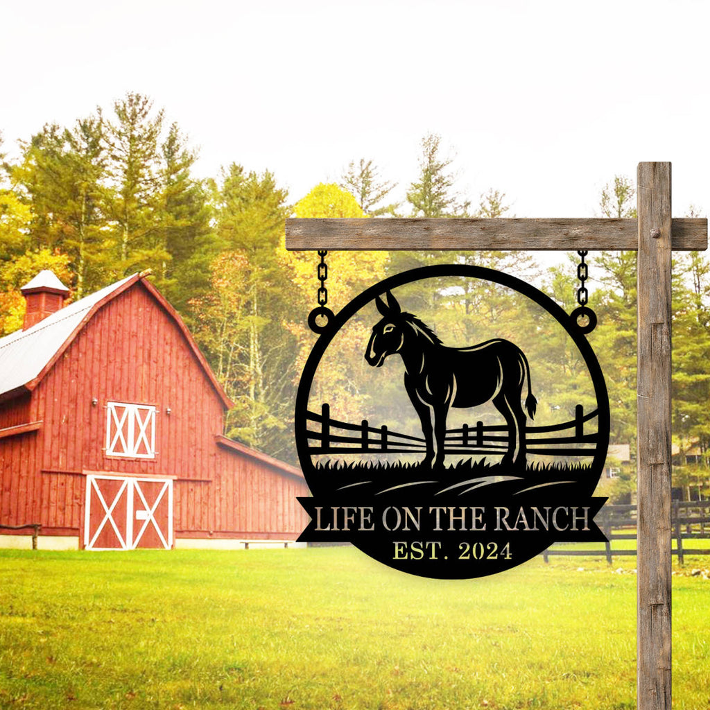 Custom Mule Ranch Metal Sign - Personalized Rustic Décor – ENFODREAM