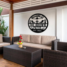 Custom Pool Metal Sign with personalized text and relaxing poolside design, laser-cut from premium steel and powder-coated for outdoor durability.