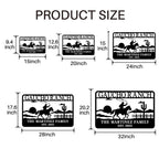 Personalized ranch metal sign with cowboy on horseback design, custom western family name wall decor made from laser-cut powder-coated steel