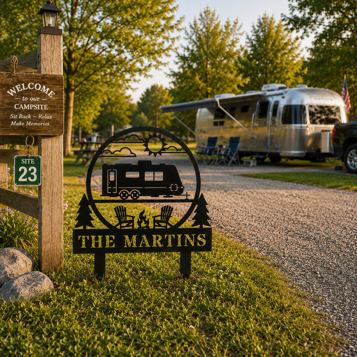 Custom RV Travel Trailer Camping Metal Sign Secondary image