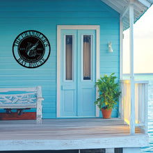 Custom Sailfish Metal Sign with personalized text, laser-cut steel coastal wall art for beach house or nautical home décor