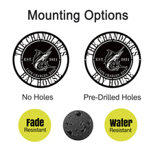 Custom Sailfish Metal Sign with personalized text, laser-cut steel coastal wall art for beach house or nautical home décor