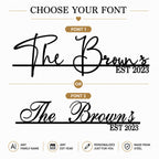 Custom Family Name Metal Sign Font Options Comparison Font 1 and Font 2 Personalized Sign