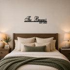 Personalized Family Name Metal Sign Above Bed Custom Last Name Wall Art Bedroom Decor Gift