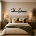 Personalized Family Name Metal Sign Above Bed Custom Last Name Wall Art Bedroom Decor Gift