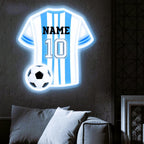 Custom soccer jersey LED neon sign with personalized name and number, multiple styles and sizes available