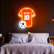 Custom soccer jersey LED neon sign with personalized name and number, multiple styles and sizes available