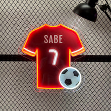 Custom soccer jersey LED neon sign with personalized name and number, multiple styles and sizes available