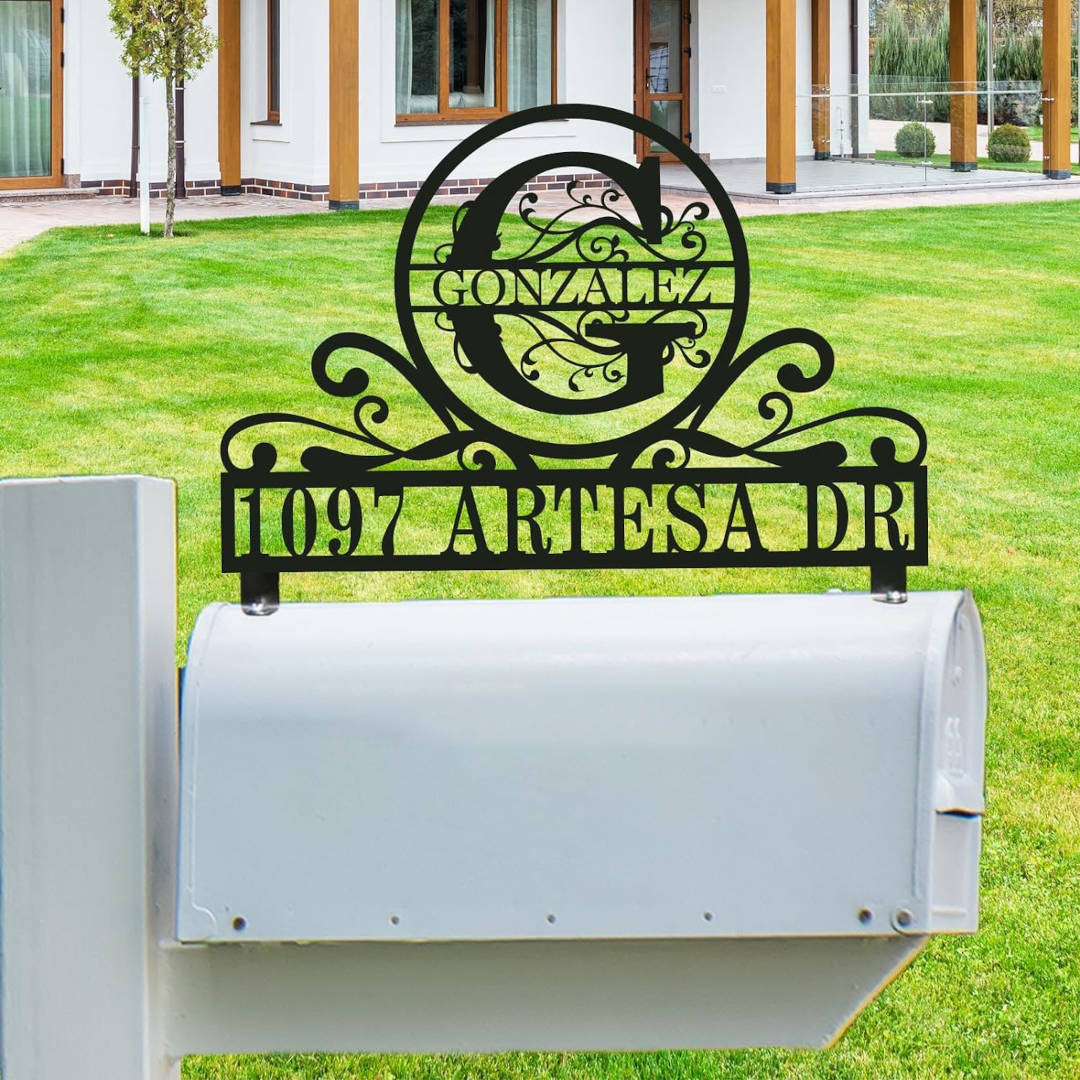 Custom Monogram Stainless Steel Mailbox Topper