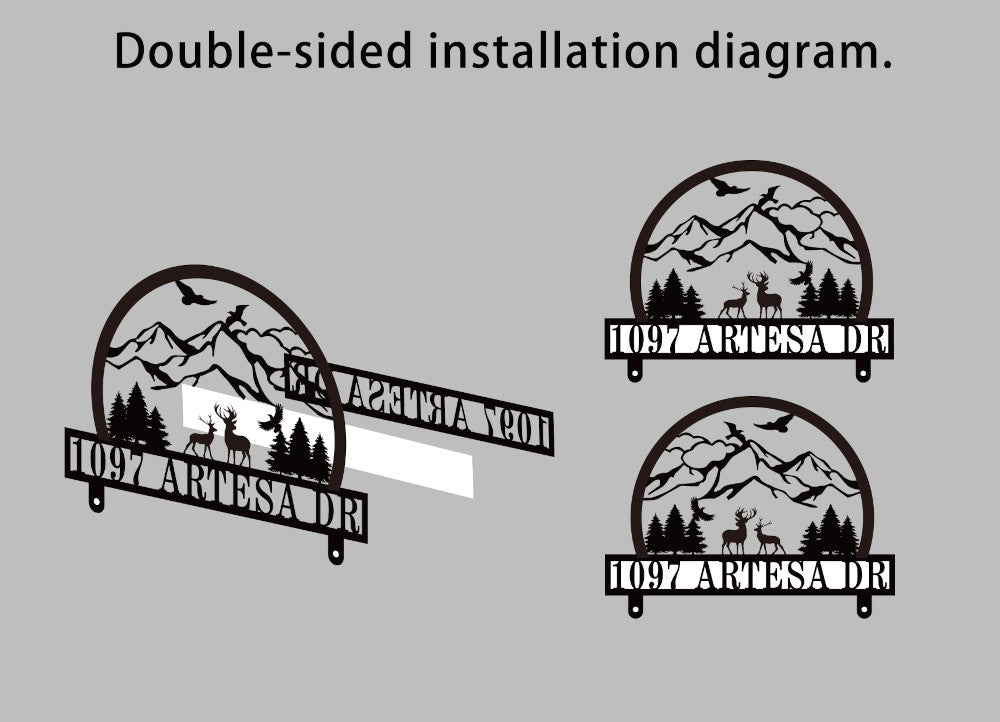 Custom Stainless Steel Mountain Deer Mailbox Sign