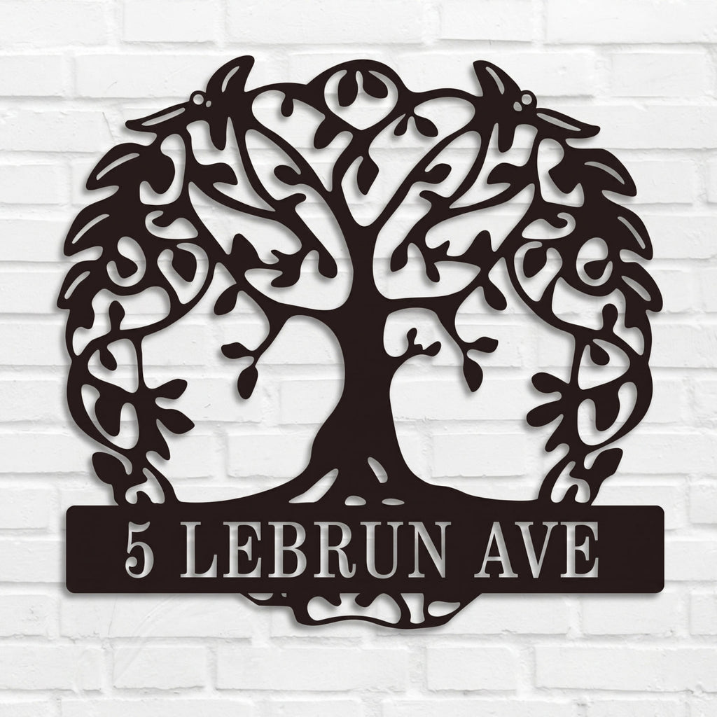 Custom Tree of Life Metal Address Plaque