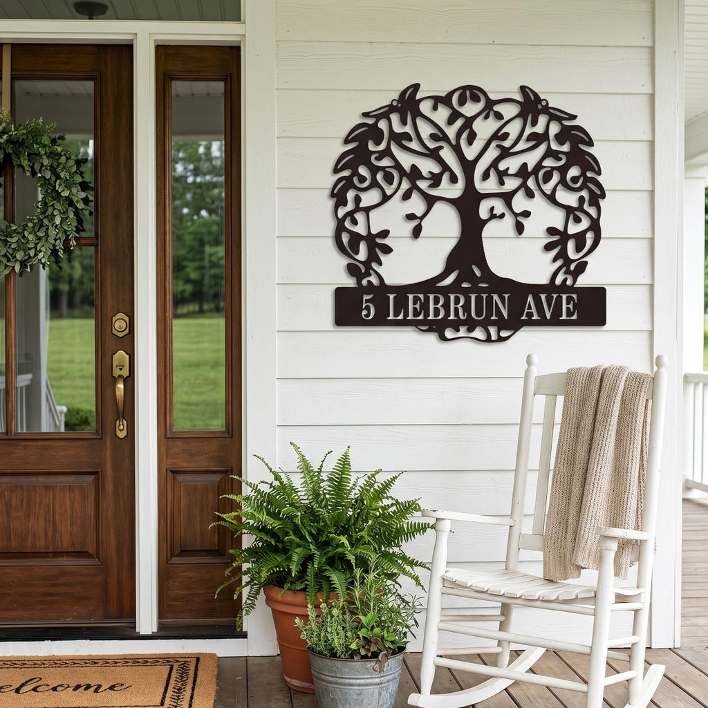 Custom Tree of Life Metal Address Plaque
