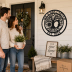 Personalized Tree of Life Metal Sign for Newlywed Couple, Wedding Gift and Housewarming Decor