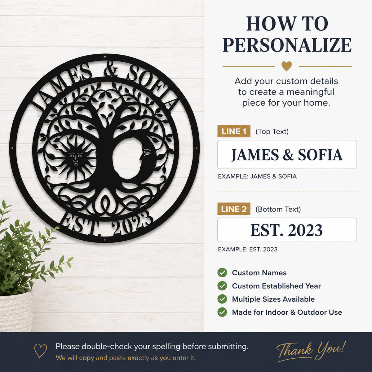 Custom Tree of Life Metal Sign