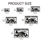 Personalized off-road truck metal sign with custom name and year, featuring a pickup silhouette, mountains, and trees, laser-cut from premium powder-coated steel for indoor or outdoor use.