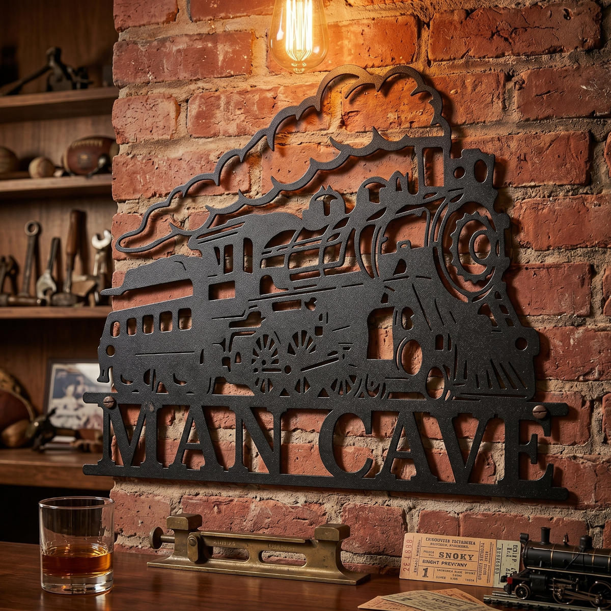 Custom Vintage Steam Locomotive Metal Sign