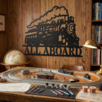 Custom Vintage Steam Locomotive Metal Sign