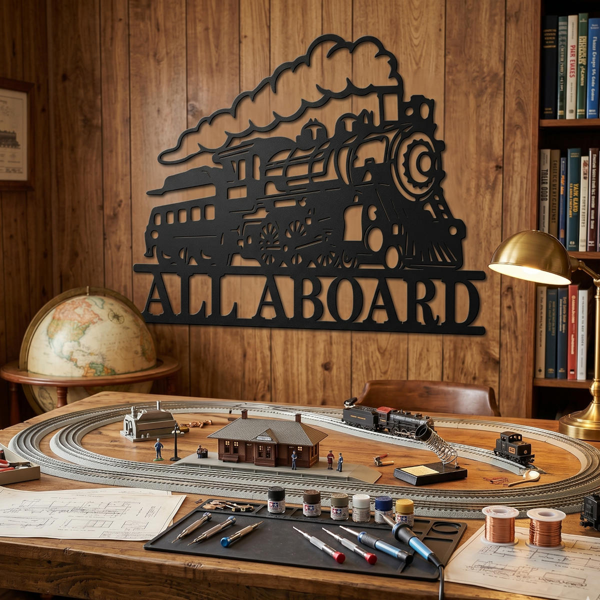 Custom Vintage Steam Locomotive Metal Sign