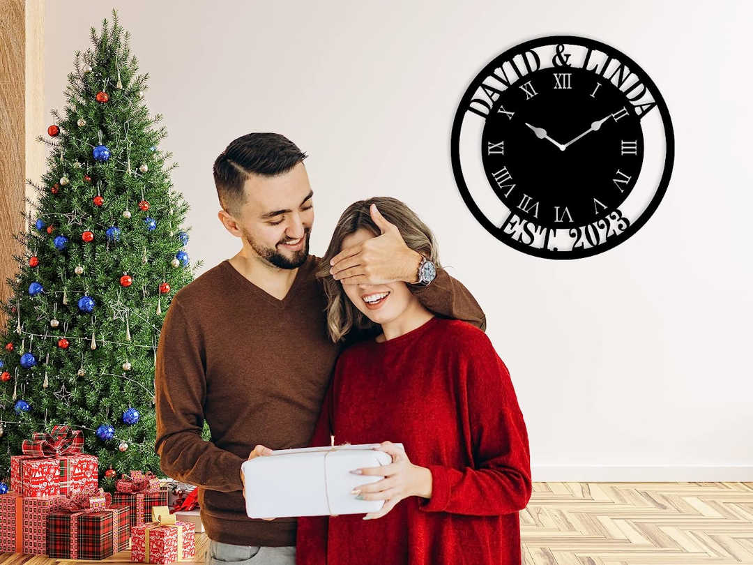 Personalized Roman Numeral Metal Family Clock