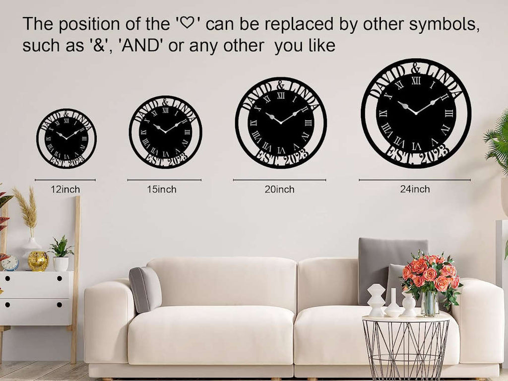 Personalized Roman Numeral Metal Family Clock